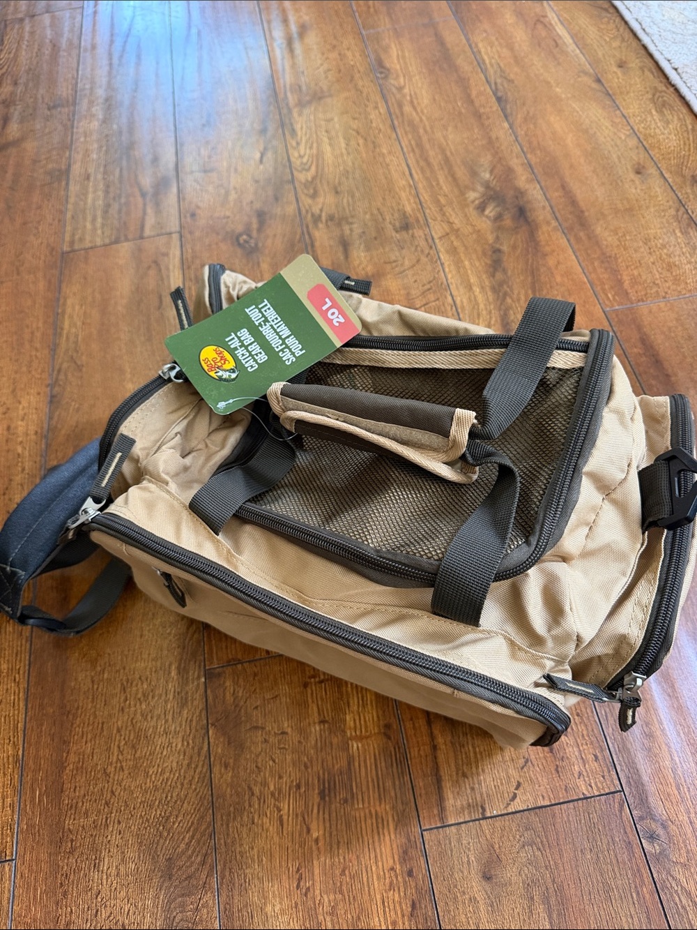 Bass Pro Shops Tan Duffel-Style Travel Bag with Black Straps